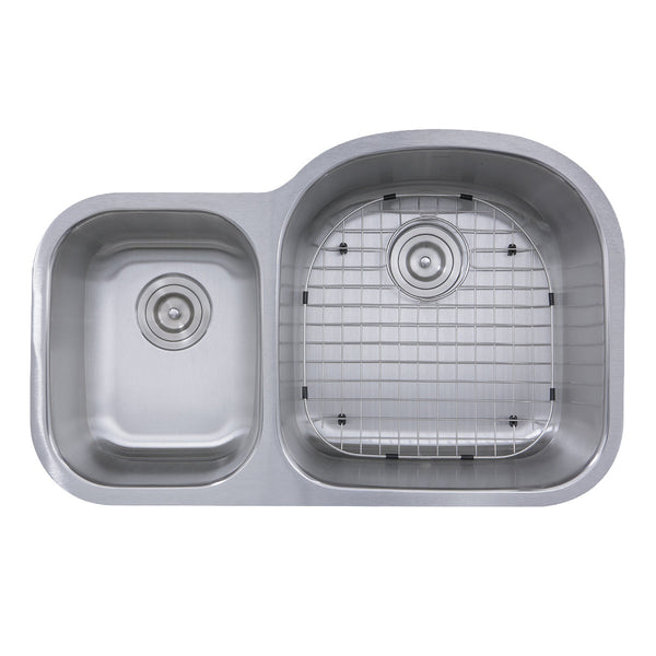 Nantucket Sconset 33" Stainless Steel Kitchen Sink, 16 Gauge, 70/30 Double Bowl, NS7030-R-16