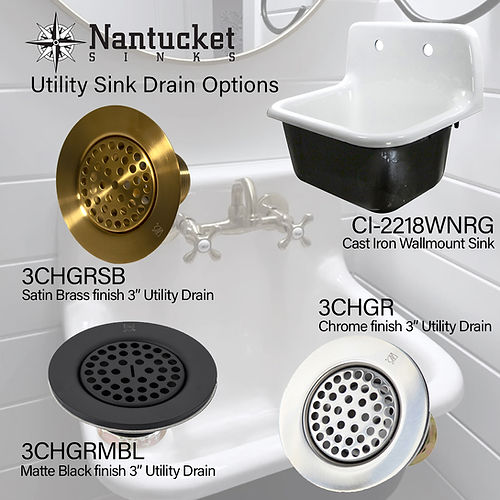 Nantucket 22 inch Cast Iron Wallmount Utility Sink CI-2218WNRG