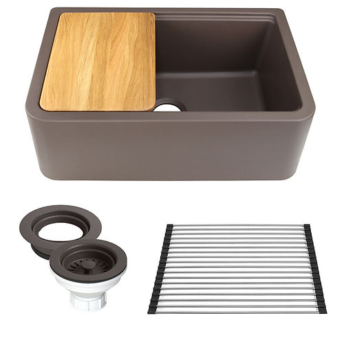 Nantucket 30" Granite Composite Reversible Farmhouse Kitchen Sink with Accessory Pack PR3020-APS-BR