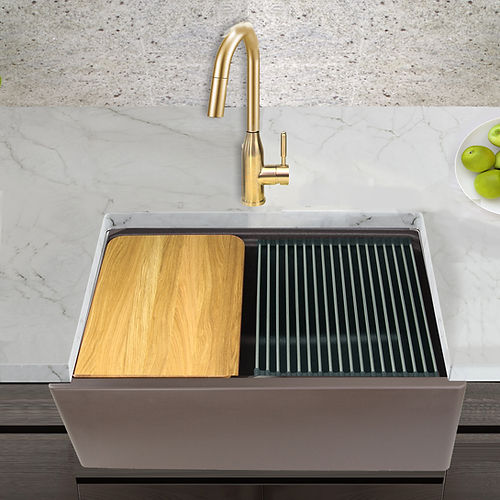 Nantucket 30" Granite Composite Reversible Farmhouse Kitchen Sink with Accessory Pack PR3020-APS-BR