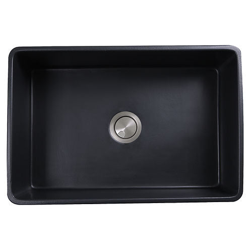 Nantucket 30 Inch Farmhouse Fireclay Sink with Matte Black Finish FCFS3020S-MatteBlack