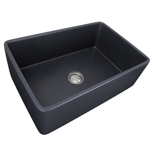 Nantucket 30 Inch Farmhouse Fireclay Sink with Matte Black Finish FCFS3020S-MatteBlack