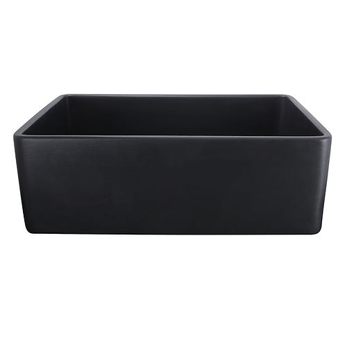 Nantucket 30 Inch Farmhouse Fireclay Sink with Matte Black Finish FCFS3020S-MatteBlack