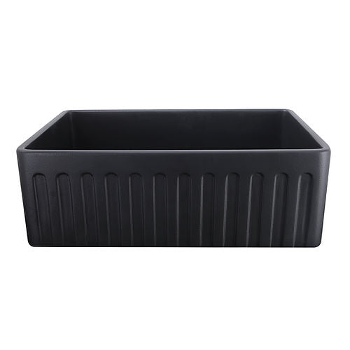 Nantucket 30 Inch Farmhouse Fireclay Sink with Matte Black Finish FCFS3020S-MatteBlack