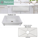 Nantucket 30 Inch Italian Farmhouse Fireclay Sink Chatham-30