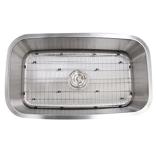 Nantucket 30 Inch Large Rectangle Single Bowl Undermount Stainless Steel Kitchen Sink NS3118-9-16