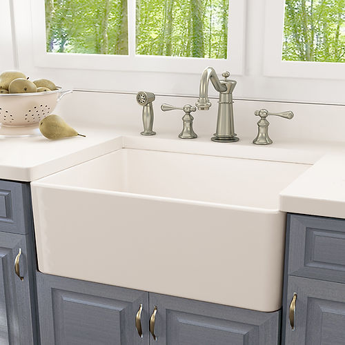 Nantucket 30 Inch White Fireclay Farmhouse Kitchen Sink T-FCFS30