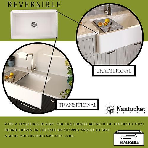 Nantucket 33" Granite Composite Reversible Farmhouse Kitchen Sink PR-FHPS3320BL