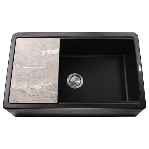 Nantucket 33" Granite Composite Reversible Farmhouse Kitchen Sink PR-FHPS3320BL