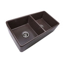 Nantucket 33 Inch Double Bowl Coffee Brown Farmhouse Fireclay Kitchen Sink T-FCFS33CB-DBL