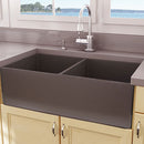 Nantucket 33 Inch Double Bowl Coffee Brown Farmhouse Fireclay Kitchen Sink T-FCFS33CB-DBL