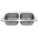 Nantucket 33 Inch Double Bowl Equal Self Rimming Stainless Steel Drop In Kitchen Sink NS3322-DE-9