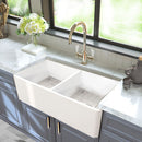 Nantucket 33 Inch Double Bowl White Farmhouse Fireclay Kitchen Sink T-FCFS33-DBL