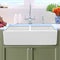 Nantucket 33 Inch Double Bowl White Farmhouse Fireclay Kitchen Sink T-FCFS33-DBL