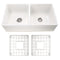 Nantucket 33 Inch Double Bowl White Farmhouse Fireclay Kitchen Sink T-FCFS33-DBL