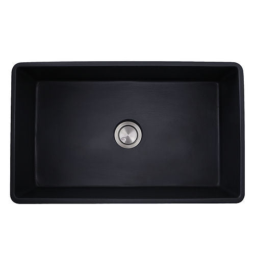 Nantucket 33 Inch Farmhouse Fireclay Sink with Matte Black Finish FCFS3320S-MatteBlack