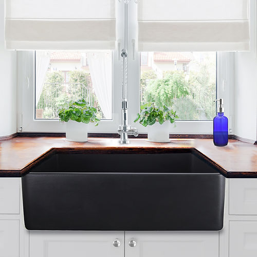 Nantucket 33 Inch Farmhouse Fireclay Sink with Matte Black Finish FCFS3320S-MatteBlack