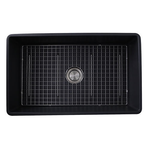 Nantucket 33 Inch Farmhouse Fireclay Sink with Matte Black Finish FCFS3320S-MatteBlack