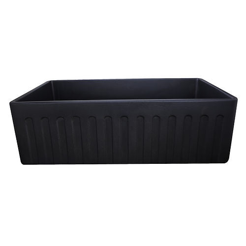 Nantucket 33 Inch Farmhouse Fireclay Sink with Matte Black Finish FCFS3320S-MatteBlack