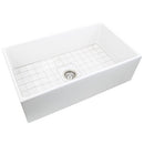 Nantucket 33 Inch White Fireclay Farmhouse Kitchen Sink T-FCFS33