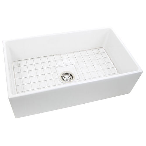 Nantucket 33 Inch White Fireclay Farmhouse Kitchen Sink T-FCFS33