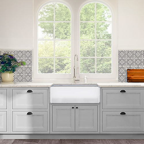 Nantucket 33 Inch White Fireclay Farmhouse Kitchen Sink T-FCFS33