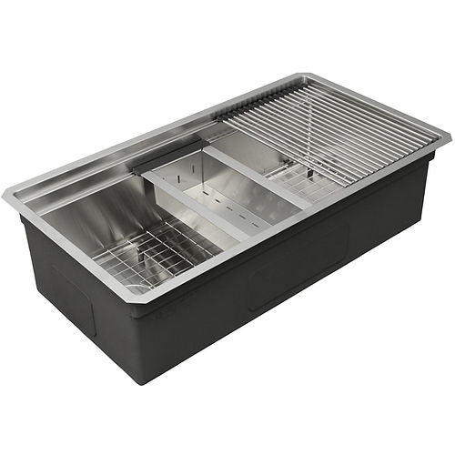 Nantucket 36 inch Prep Station Sink with Offset Drain SR-PS-3620-OSD