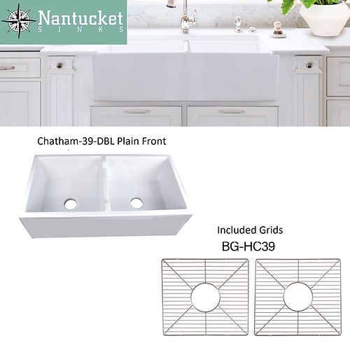 Nantucket 39 Inch Fireclay Farmhouse Apron Sink Chatham-39-DBL