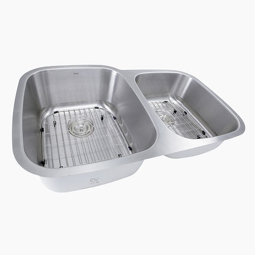 Nantucket 60/40 Double Bowl 16 Gauge Kitchen Sink with Grids and Colander Drains NS503-16