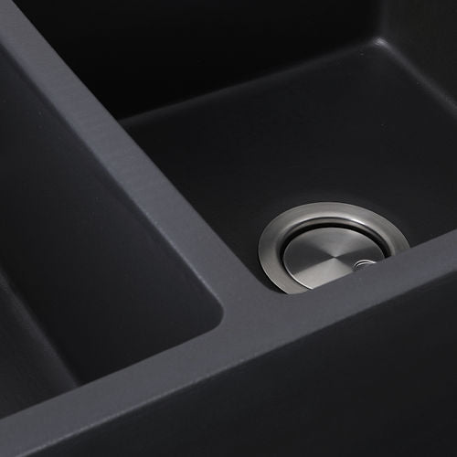 Nantucket Double Bowl Farmhouse Fireclay Sink with Matte Black Finish FCFS3318D-MatteBlack