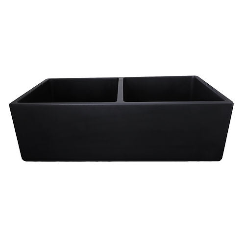 Nantucket Double Bowl Farmhouse Fireclay Sink with Matte Black Finish FCFS3318D-MatteBlack