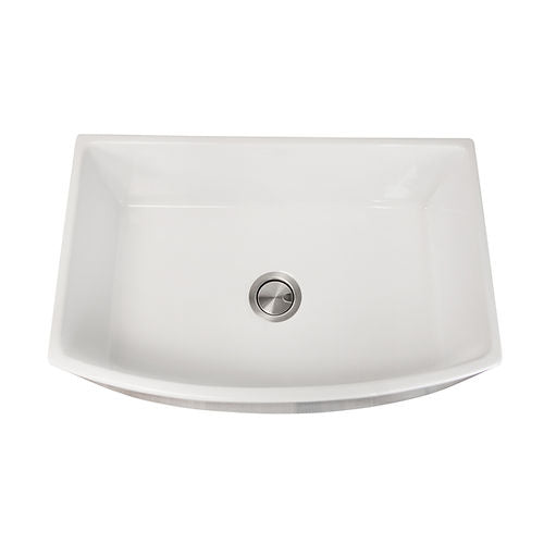 Nantucket Sinks' 30 Inch White Farmhouse Fireclay Sink with Curved Apron Front FCFS3020CA-W