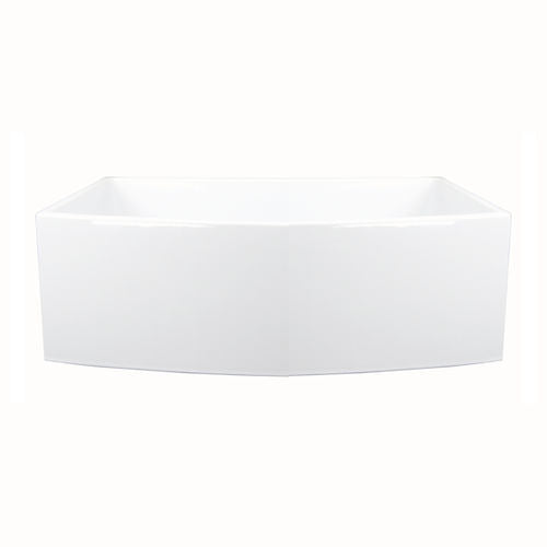 Nantucket Sinks' 30 Inch White Farmhouse Fireclay Sink with Curved Apron Front FCFS3020CA-W