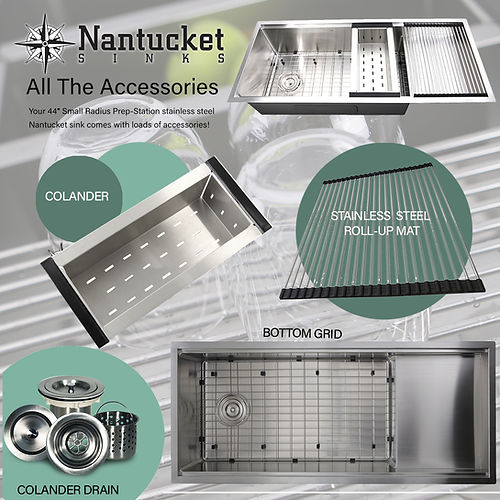 Nantucket Small Radius Undermount Prep Station Sink SR4419-16-DB