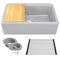 Nantucket Rockport 33" Granite Composite Workstation Farmhouse Sink with Accessories, Light Grey, PR3320-APS-G