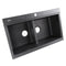 Nantucket Plymouth 34" Granite Composite Kitchen Sink, 50/50 Double Bowl, Black, PR3420PS-BL