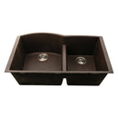 Nantucket Plymouth 33" Granite Composite Kitchen Sink, 60/40 Double Bowl, Brown, PR6040-BR-UM