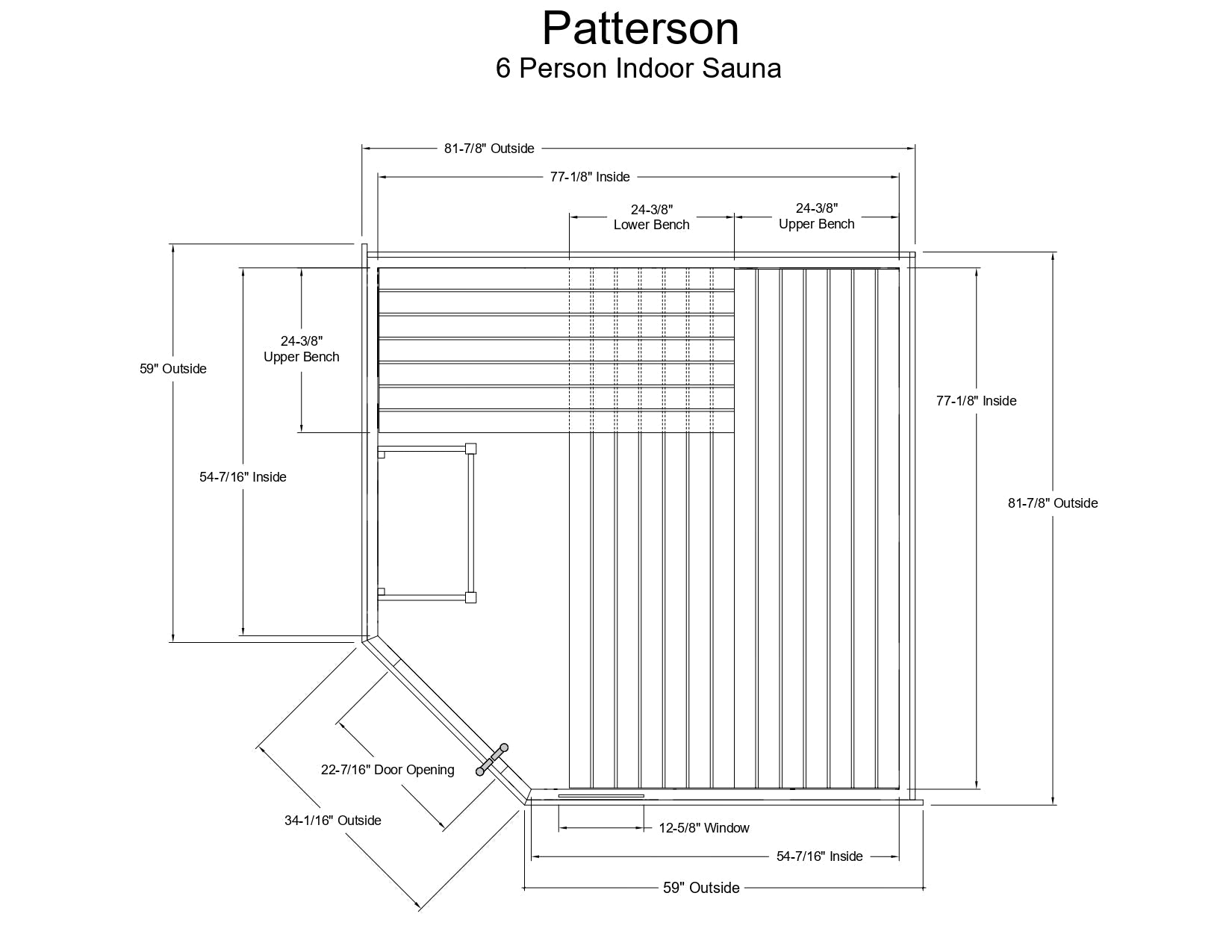 Almost Heaven Patterson 6 Person Indoor Sauna