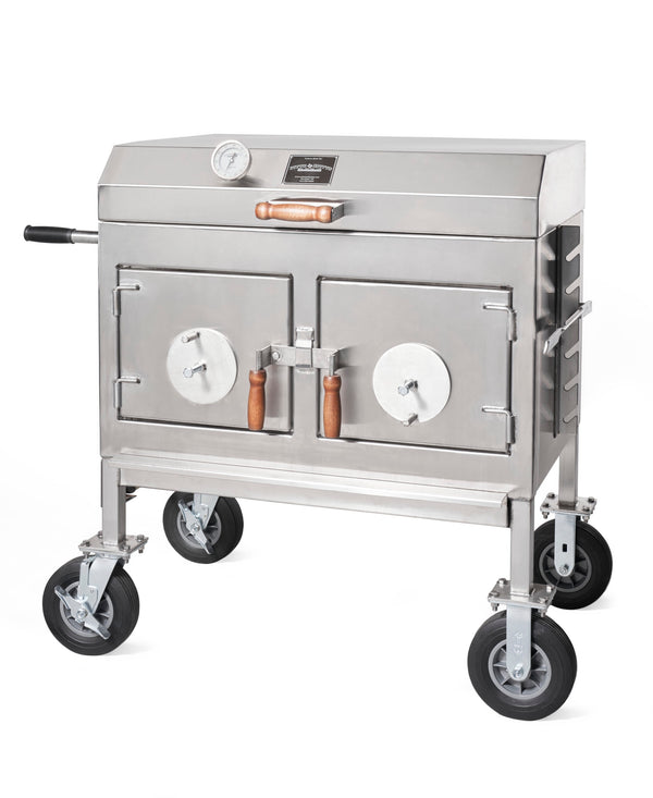 Pitts and Spitts Stainless Steel Flattop Adjustable Charcoal Grill