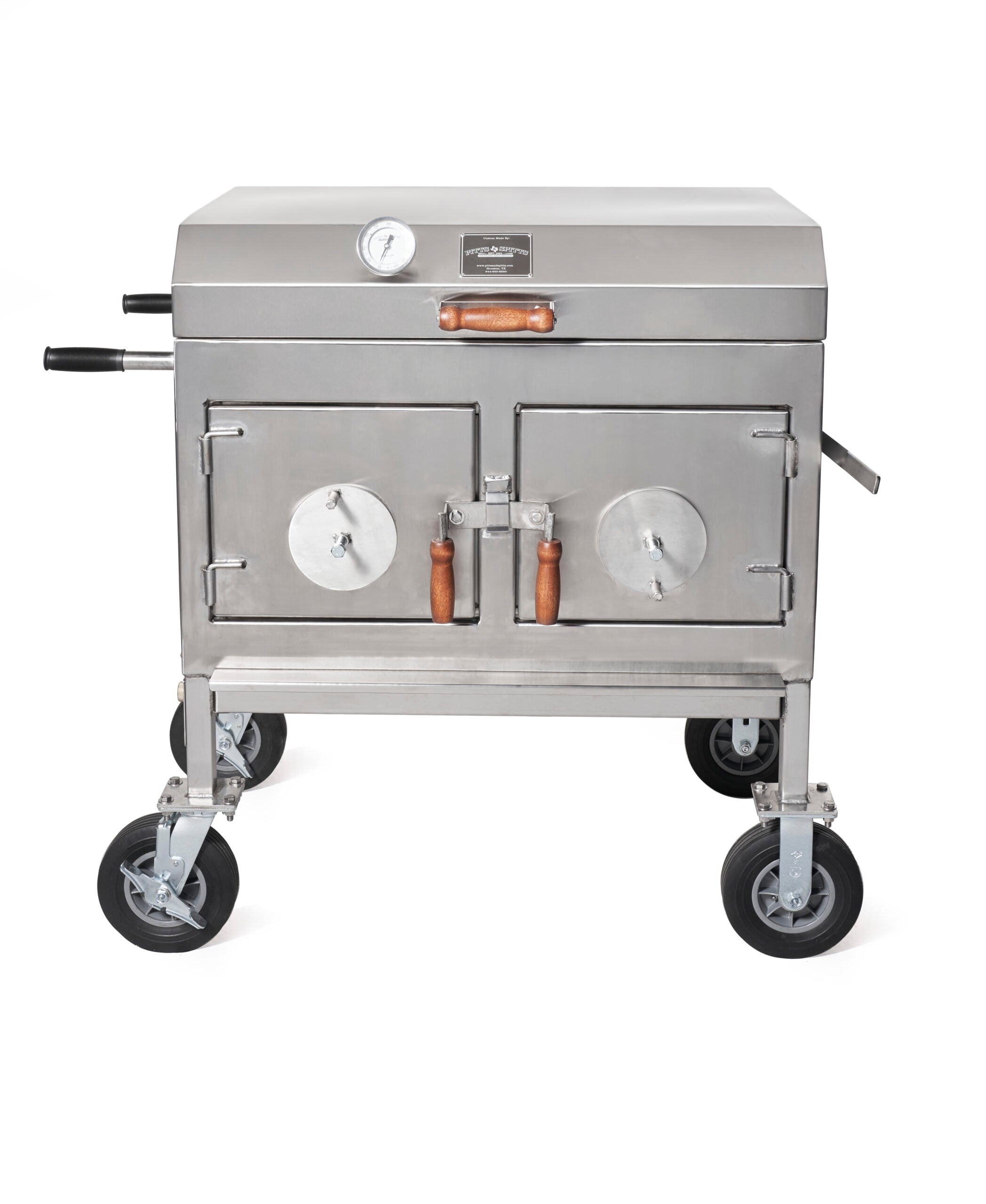 Pitts and Spitts Stainless Steel Flattop Adjustable Charcoal Grill