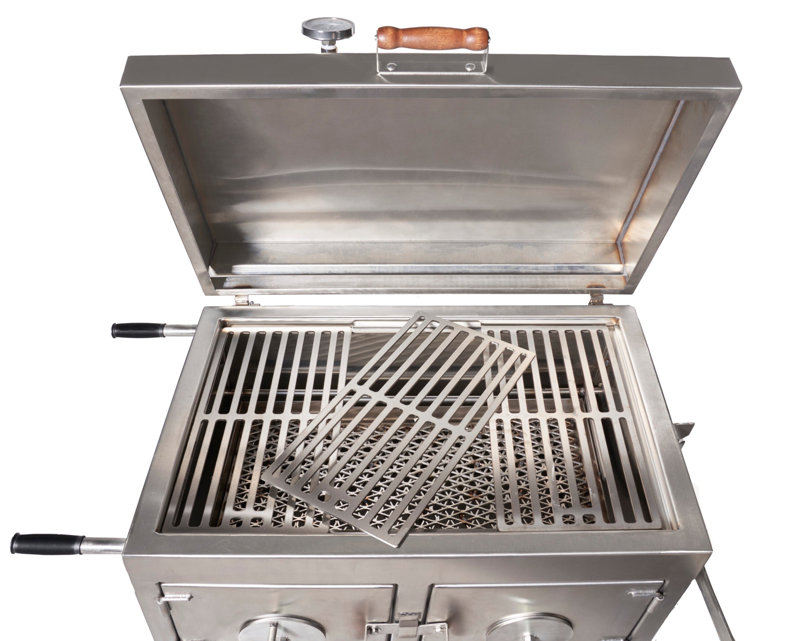 Pitts and Spitts Stainless Steel Flattop Adjustable Charcoal Grill