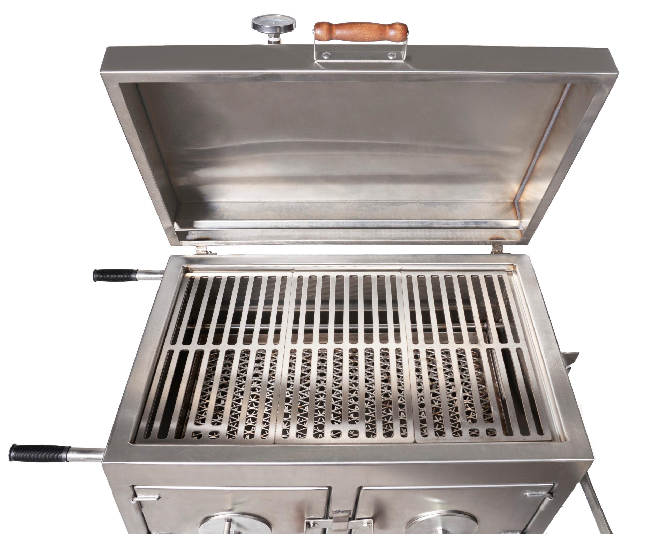 Pitts and Spitts Stainless Steel Flattop Adjustable Charcoal Grill