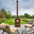 RB73 Quaruba L Mobile Wood Burning Outdoor Fireplace, 4-Sided Glass