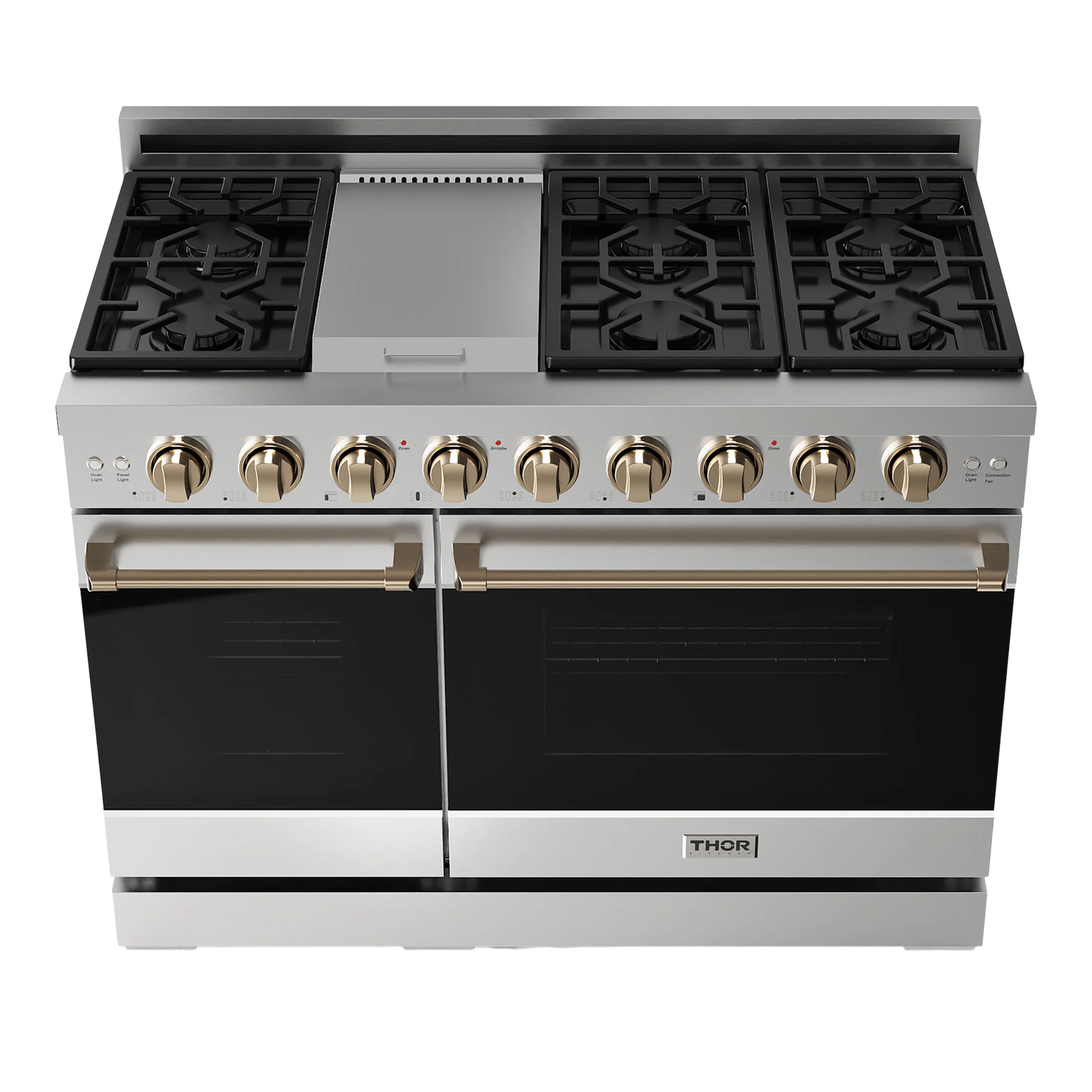 Thor Kitchen 48-Inch Professional Gas Range with Double Oven in Stainless Steel with Bronze Trim (RSG48E-BRZ)