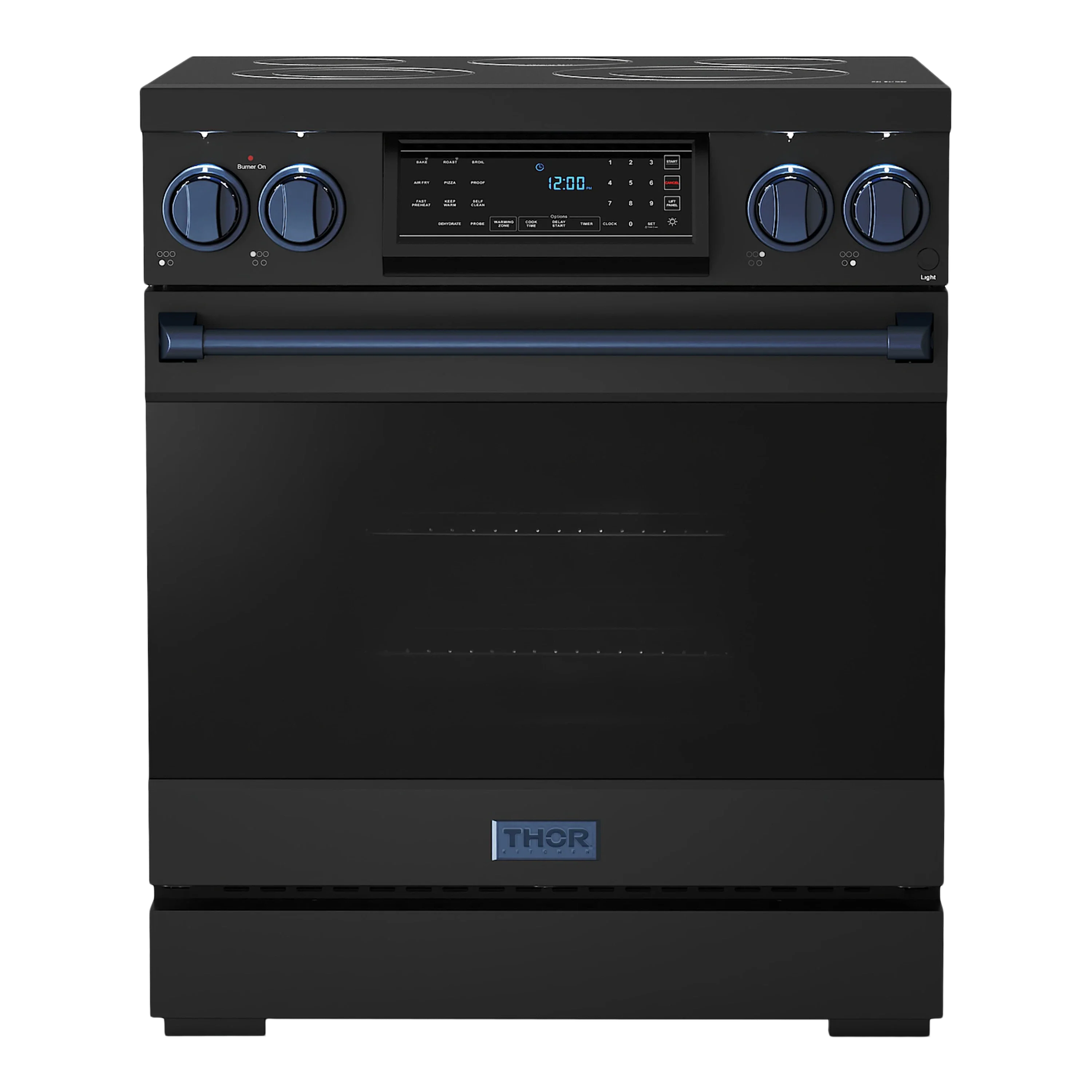 Thor Kitchen Gordon Ramsay Series 30-Inch Professional Electric Range with Tilt Panel Touch Control in Black with Navy Blue Trim (RSE30B-BLU)