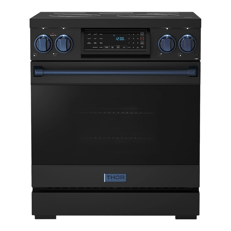 Thor Kitchen Gordon Ramsay Series 30-Inch Professional Electric Range with Tilt Panel Touch Control in Black with Navy Blue Trim (RSE30B-BLU)