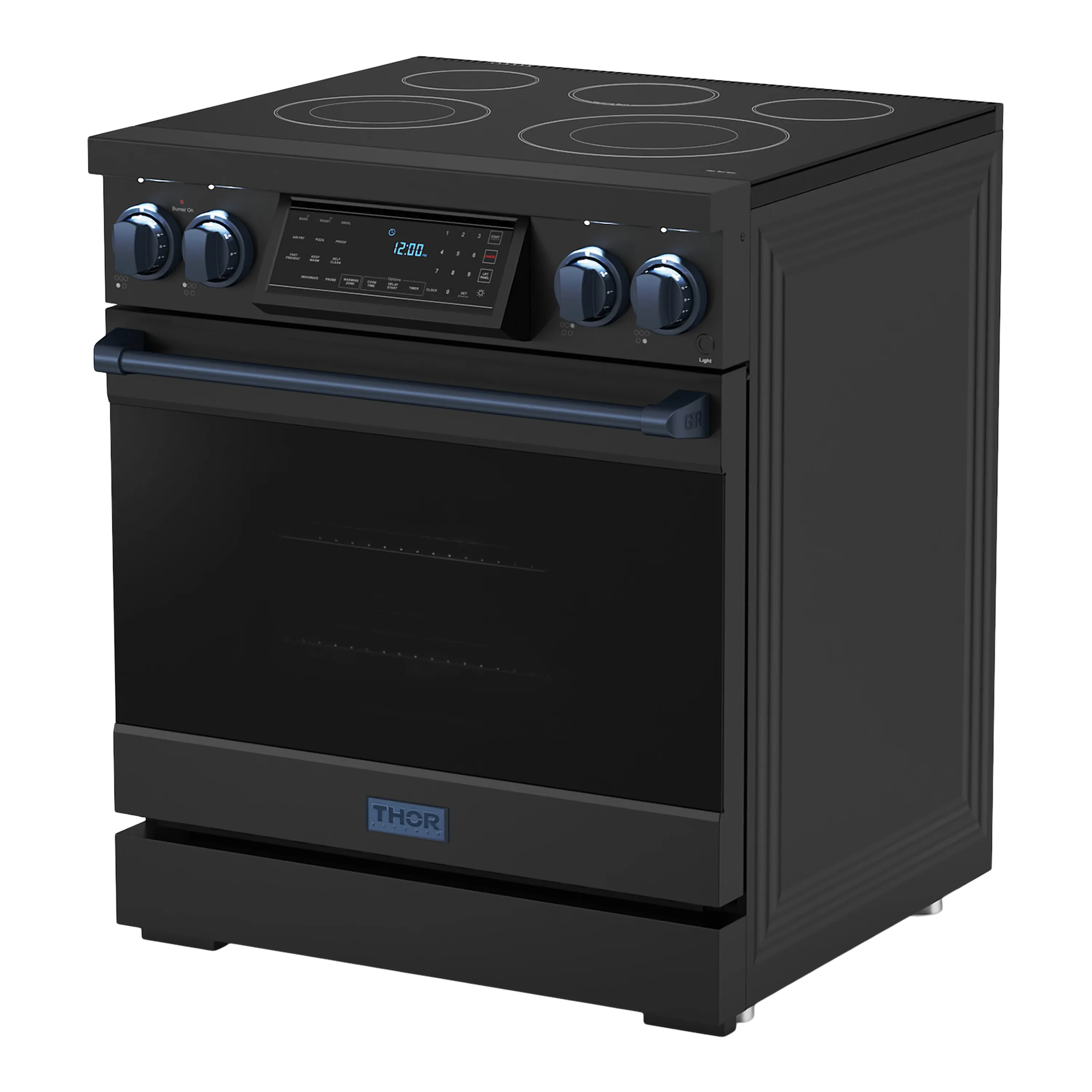 Thor Kitchen 30-Inch Professional Electric Range with Tilt Panel Touch Control in Black with Navy Blue Trim (RSE30B-BLU)