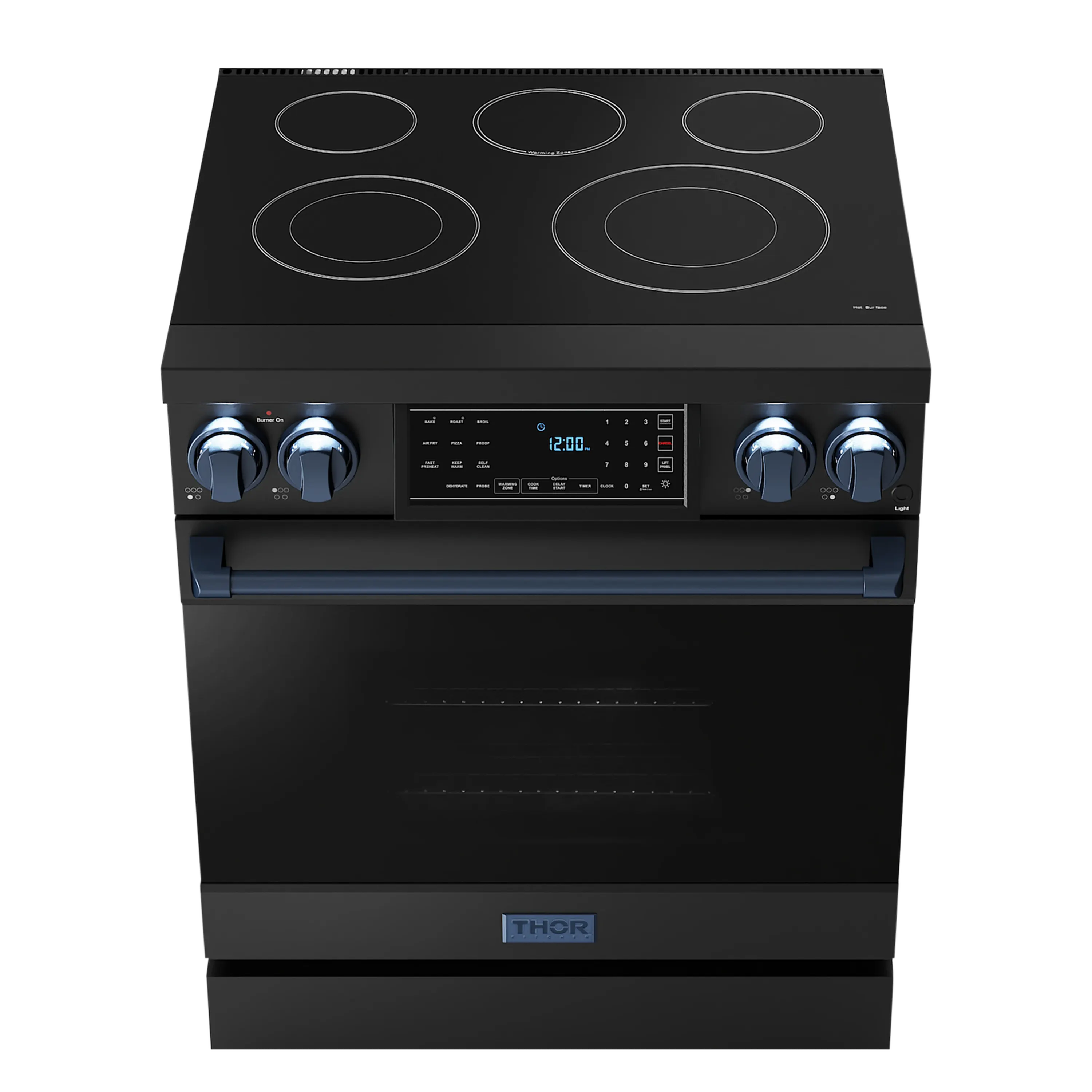 Thor Kitchen 30-Inch Professional Electric Range with Tilt Panel Touch Control in Black with Navy Blue Trim (RSE30B-BLU)