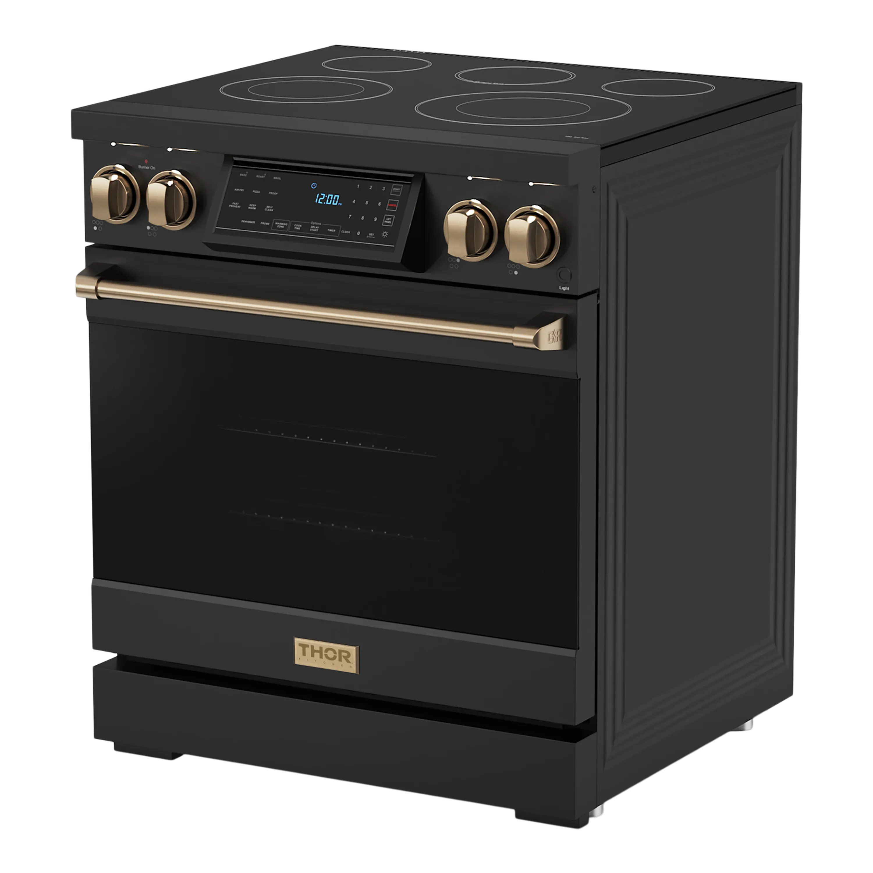 Thor Kitchen 30-Inch Professional Electric Range with Tilt Panel Touch Control in Black with Bronze Trim (RSE30B-BRZ)