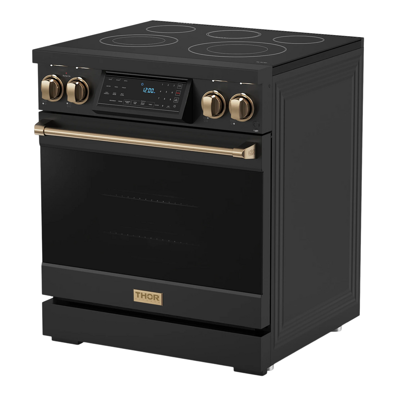 Thor Kitchen 30-Inch Professional Electric Range with Tilt Panel Touch Control in Black with Bronze Trim (RSE30B-BRZ)